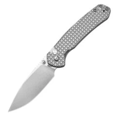 (Arriving In Oct) WMK Exclusive CJRB Pyrite Frag Pattern Button Lock Pocket Knife Aluminum Handle AR-RPM9 Drop Point Plain Edge Stonewash Finish J1925-AL