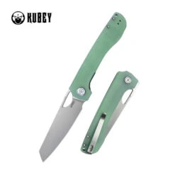 Kubey Elang Liner Lock Folding Knife Jade G10 Handle AUS-10 Sheepsfoot Plain Edge Bead Blast Finish KU365C