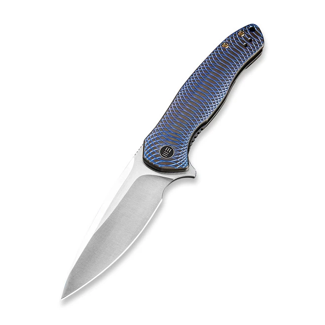 WE Knife Kitefin Frame Lock Knife Blue + Black Titanium Handle Plain S35VN Blade 2001D 3 WE Knife Kitefin Frame Lock Knife Blue + Black Titanium Handle Plain S35VN Blade 2001D
