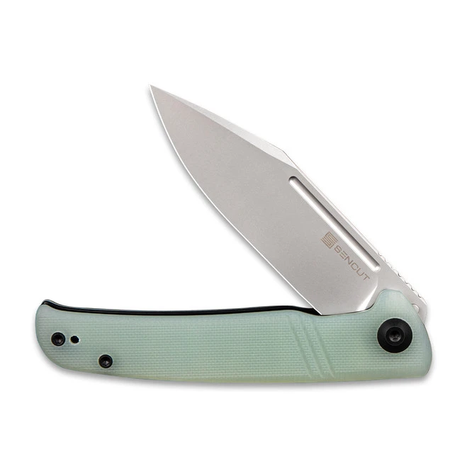 Discontinued Sencut Brazoria Folding Knife Natural G10 Handle D2 Clip Point Plain Edge Silver Bead Blast Finish SA12B 7 Discontinued Sencut Brazoria Folding Knife Natural G10 Handle D2 Clip Point Plain Edge Silver Bead Blast Finish SA12B - Image 5