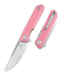 Bestechman Mini Dundee Folding Knife Pink G10 Handle D2 Plain Edge Stonewash/Satin BMK03B -BladeHaven Shop BMK03B 4 04434.1689172318