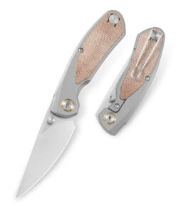 Bestech LITO Folding Knife Titanium/Natural Canvas Micarta Handle M390 Plain Edge Satin Finish BT2307B -BladeHaven Shop BT2307B 4 80452.1695140263