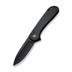 Civivi Button Lock Elementum II Folding Knife Black G10 Handle Nitro-V Plain Edge Black Stonewash Finish C18062P-1