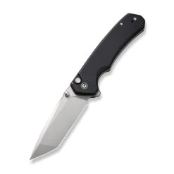 (Dropping 10-16) Civivi Button Lock Brazen Folding Knife Black G10 Handle 14C28N Tanto Plain Edge Stonewash Finish C19059C-1