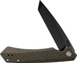 Case Cutlery Kinzua Framelock Folding Knife Dark Brown Speckled Cerakote Aluminum Handle S35VN Tanto Plain Edge Black Stonewash Finish 64634