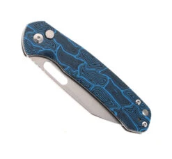 WMK Exclusive CJRB Pyrite Wharncliffe Folding Knife Black & Blue Gmascus G10 Handle AR-RPM9 Wharncliffe Plain Edge Stonewash Finish J1925A-DBU -BladeHaven Shop CJRB J1925A DBU 01 07603.1685545339