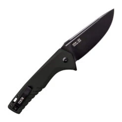 Tekto F3 Charlie Button Lock Folding Knife Black G10 Handle D2 Drop Point Plain Black Blade