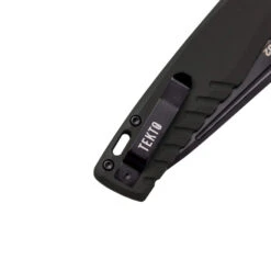 Tekto F3 Charlie Button Lock Folding Knife Black G10 Handle D2 Drop Point Plain Black Blade -BladeHaven Shop D2K 5 29205.1686774762