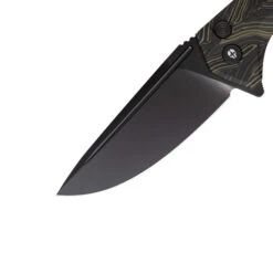 Tekto F3 Charlie Button Lock Folding Knife Green/Black Gmascus Handle D2 Drop Point Plain Black Blade -BladeHaven Shop GIM 6 80789.1686842129