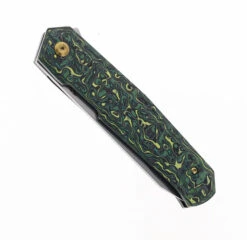 Kansept Integra Folding Knife Green/Yellow Carbon Fiber Handle S35VN Plain Edge Black Stonewash Finish K1042B3 -BladeHaven Shop KANSEPT INTEGRA K1042B3 01 90675.1696439731