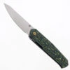 Kansept Integra Folding Knife Green/Yellow Carbon Fiber Handle S35VN Plain Edge Black Stonewash Finish K1042B3
