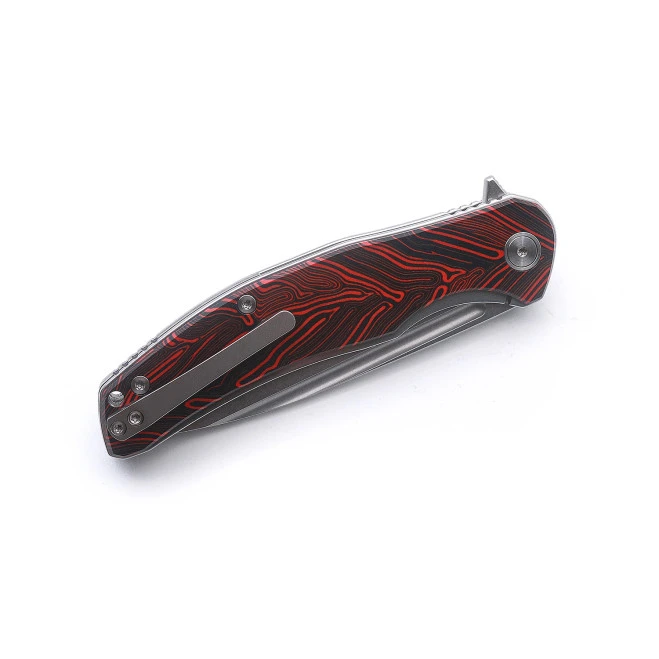 Miguron Velona Folding Knife Red Gmascus G10 Handle 14C28N Blade MGR-8003DRD - Image 2