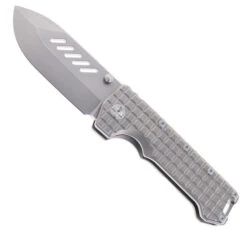 PMP Knives Kodiak Beast Pocket Knife Frag Gray Titanium Handle M390 Steel Blade