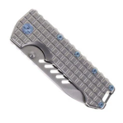 PMP Knives Kodiak Beast Pocket Knife Frag Gray/Blue Hardware Titanium Handle M390 Steel Blade -BladeHaven Shop PMP KODIAK GREY blue hardware 01 84233.1688670210