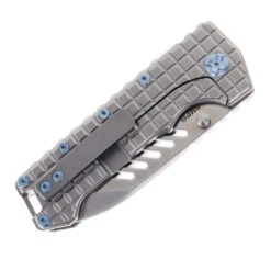 PMP Knives Kodiak Beast Pocket Knife Frag Gray/Blue Hardware Titanium Handle M390 Steel Blade -BladeHaven Shop PMP KODIAK GREY blue hardware 03 94787.1688670210