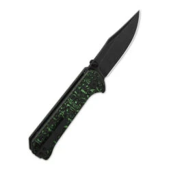 QSP Grebe Button Lock Folding Knife Green/Black Carbon Fiber Handle S35VN Clip Point Plain Black Blade QS147-G2 -BladeHaven Shop QS147 G2 3 47230.1691168241