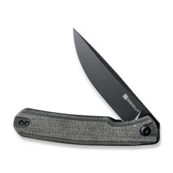Sencut Scitus Folding Knife Dark Green Canvas Micarta G10 Handle D2 Straight Back Plain Edge Black Stonewash Finish S21042-3 -BladeHaven Shop S21042 3 Scitus 6 47340.1671727992