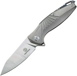 Defcon JK Mako Framelock Knife Gray Titanium Handle Plain S35VN Edge TF5290