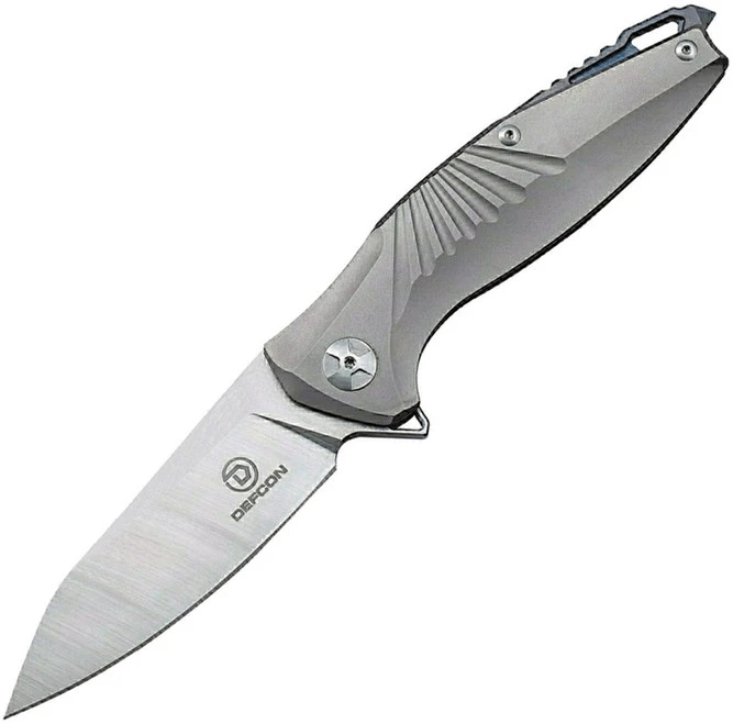 Defcon JK Mako Framelock Knife Gray Titanium Handle Plain S35VN Edge TF5290 3 Defcon JK Mako Framelock Knife Gray Titanium Handle Plain S35VN Edge TF5290