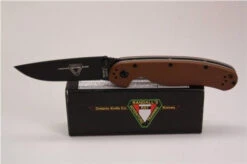 Ontario RAT-2 Folding Knife Plain Edge Black Blade Coyote Brown Handle 8861CB