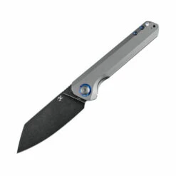Kansept Bulldozer Front Flipper Folding Knife Gray Titanium/Timascus Clip Handle 20CV Plain Black Blade K1028A2